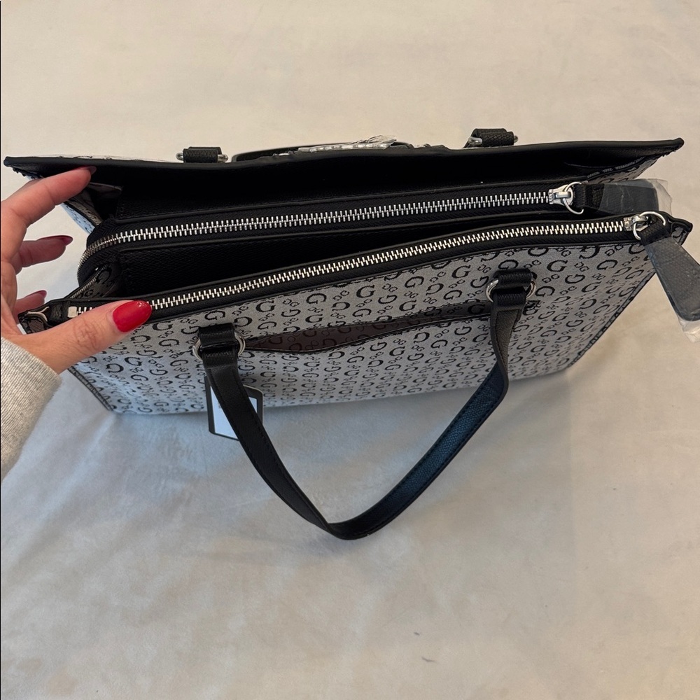 NEW! GUESS Signature Monogram Tote in Black and Gray - Picture 8 of 14